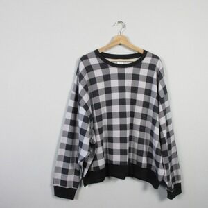 PINK Victoria's Secret Sweatshirt Women XL Buffalo Plaid Oversized Lounge 398